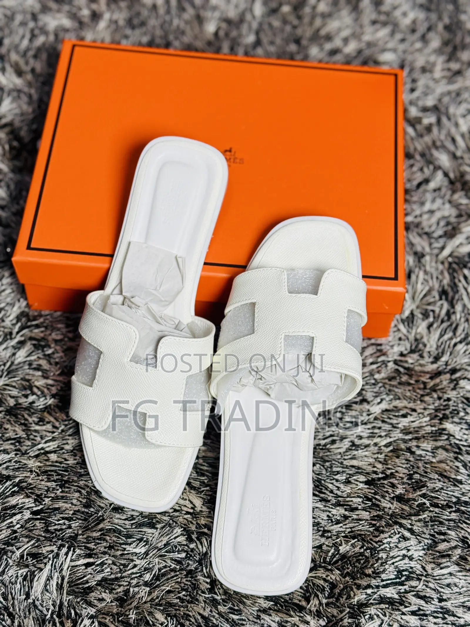 White Hermes _ Ladies Hermes Slippers