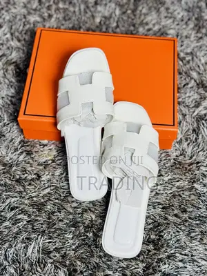 White Hermes _ Ladies Hermes Slippers