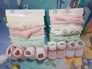 5 Pack Infant Headband and Socks Set 0 to 9months ( Price Per Pack)
