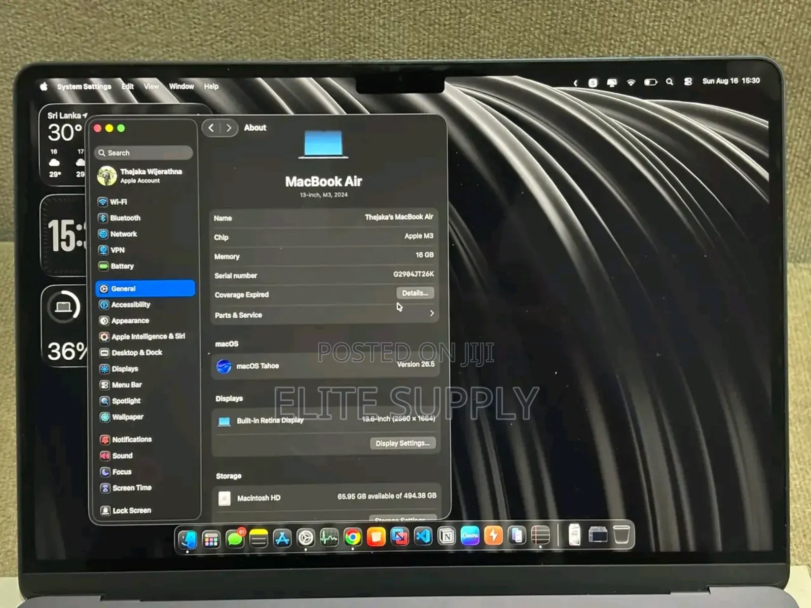 New Laptop Apple MacBook Air 2024 M3 16GB Apple M3 SSD 512GB