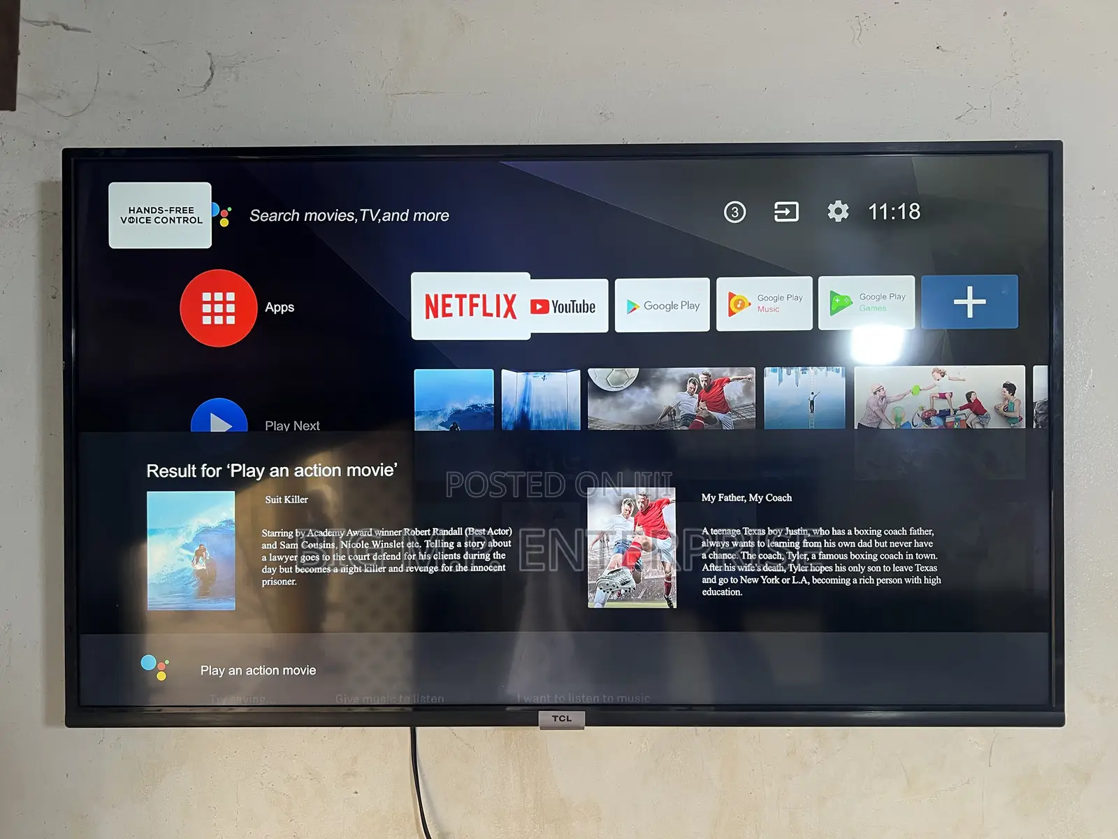 TCL 43 Inches ANDRIOD TV. UHD With Bluetooth, Netflix, Chrome Cast