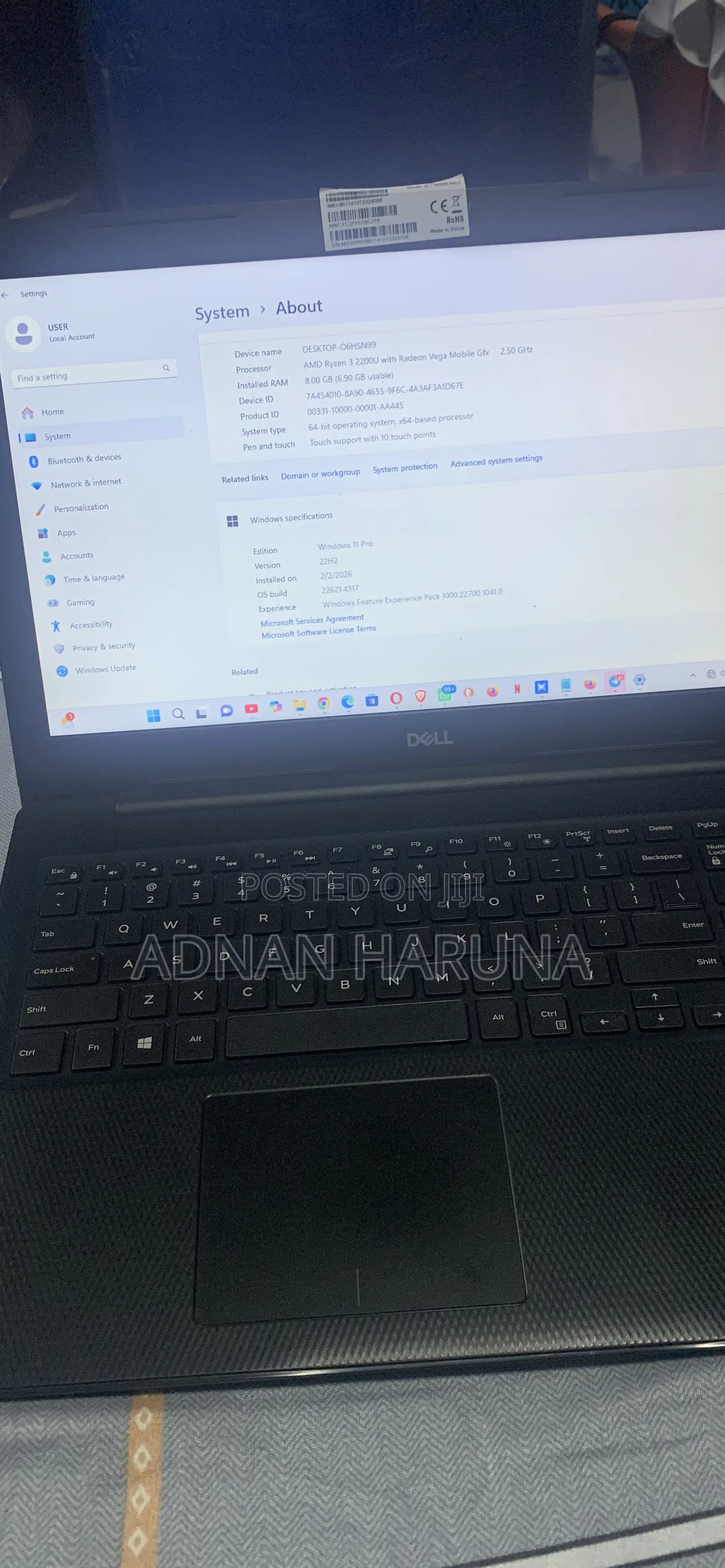 Laptop Dell Inspiron 15 8GB AMD Ryzen 3 SSD 256GB