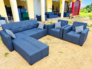Modern L-Shaped Sofa Set With Ottoman