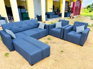Modern L-Shaped Sofa Set With Ottoman