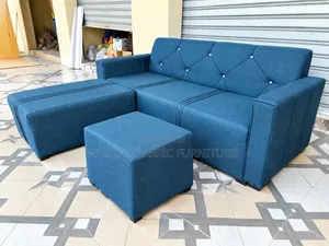 Modern L-Shaped Sofa Set With Ottoman