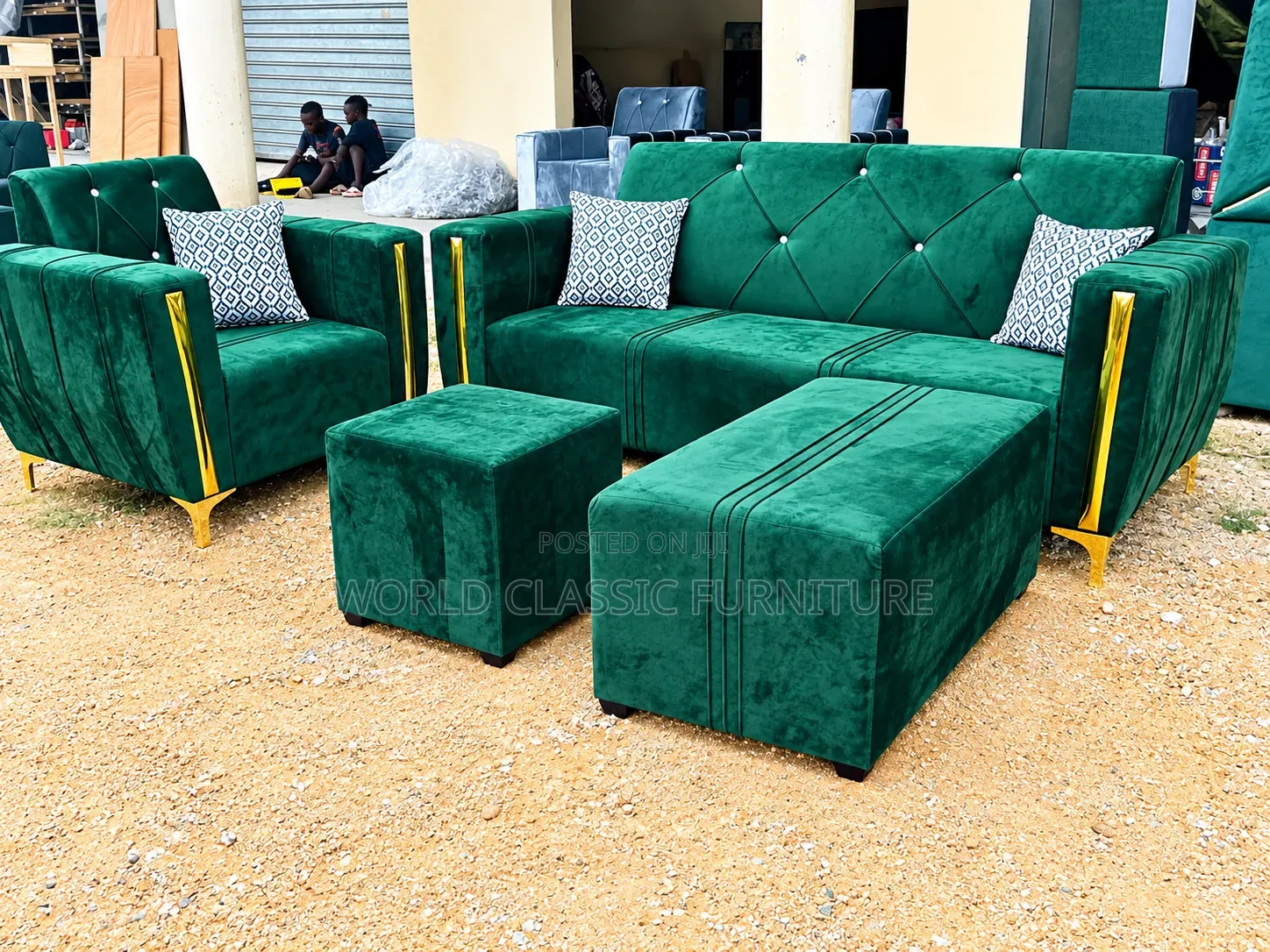 Modern L-Shaped Sofa Set With Ottoman