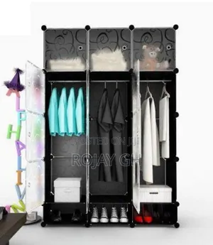 12 Cubes Plastic Wardrobe With Shoe Rack - Black/White