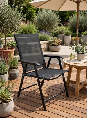 Folding Black Table + Mesh Black Chair