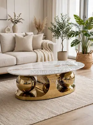 White Marble Gold Boll Coffee Table