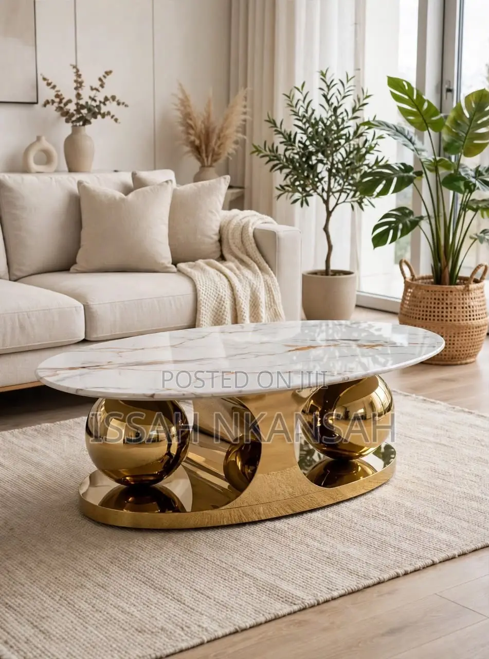 White Marble Gold Boll Coffee Table