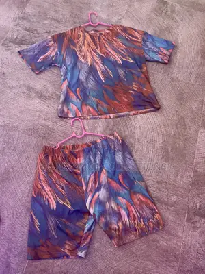 Ladies Printed T-Shirt and Biker Shorts Two Piece Set