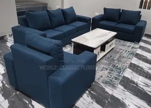 Sofa Set With Marble Coffee Table – Soft Velvet Fabric.