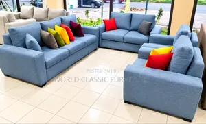 Sofa Set With Marble Coffee Table – Soft Velvet Fabric.
