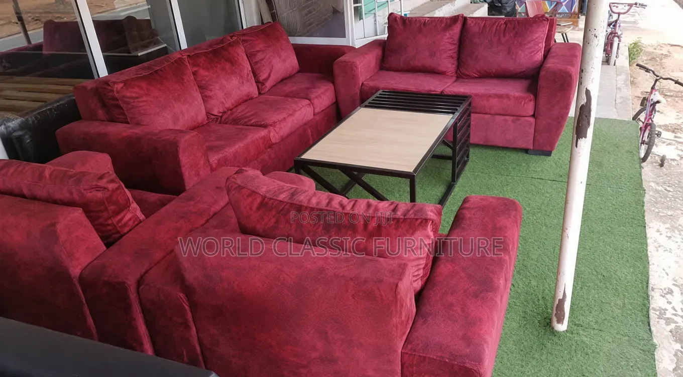 Sofa Set With Marble Coffee Table – Soft Velvet Fabric.
