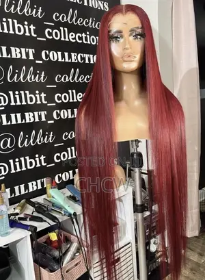 Sliky Sleek New 30 Inches Long Burgundy Wig With a Kim K Closure