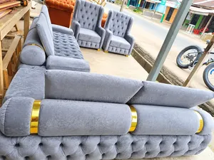 Luxury Grey Velvet Sofa Set