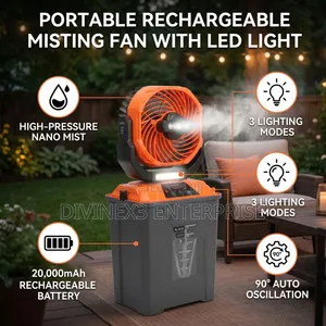 Portable Rechargeable Misting Fan With Led Light