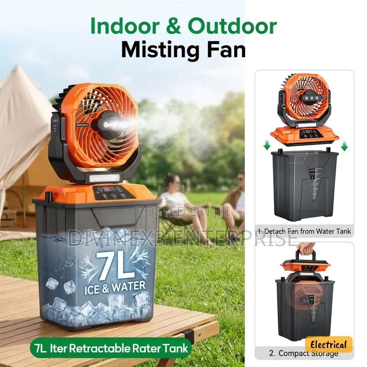 Portable Rechargeable Misting Fan With Led Light