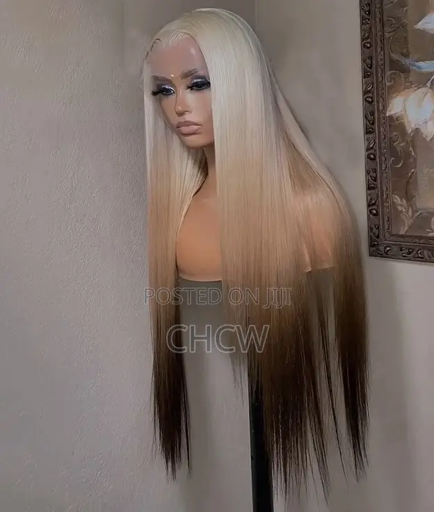 New 30 Inches Long Blonde and Brown Ombré Wig With a Kim K Closure