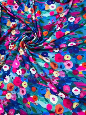 Premium Multicolored Floral Printed Silk/Satin Fabric