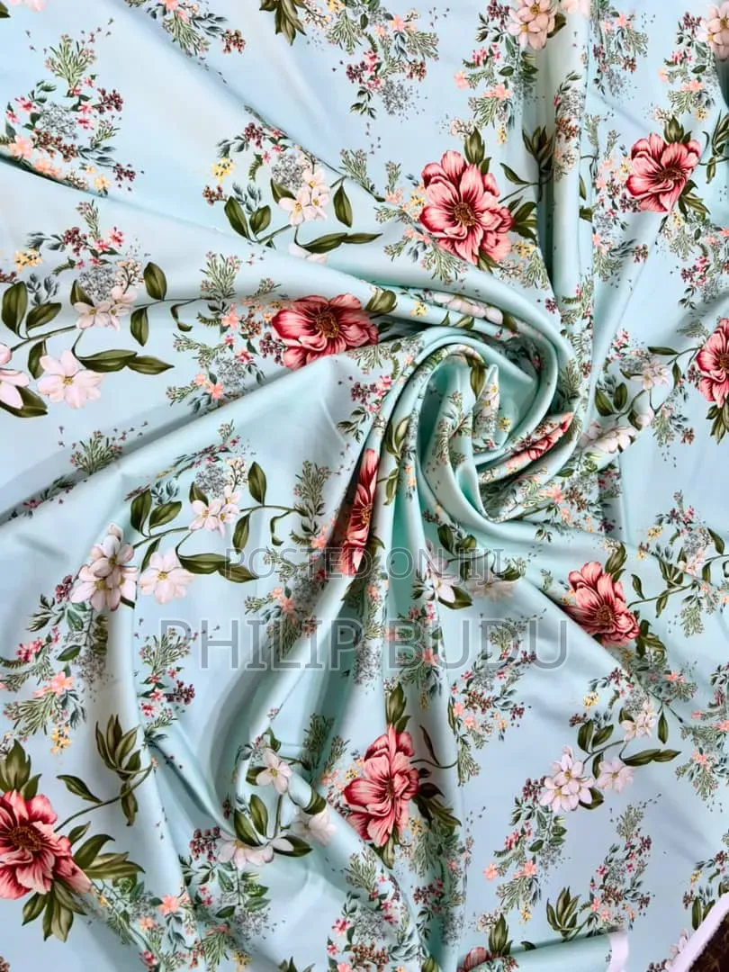 Premium Multicolored Floral Printed Silk/Satin Fabric