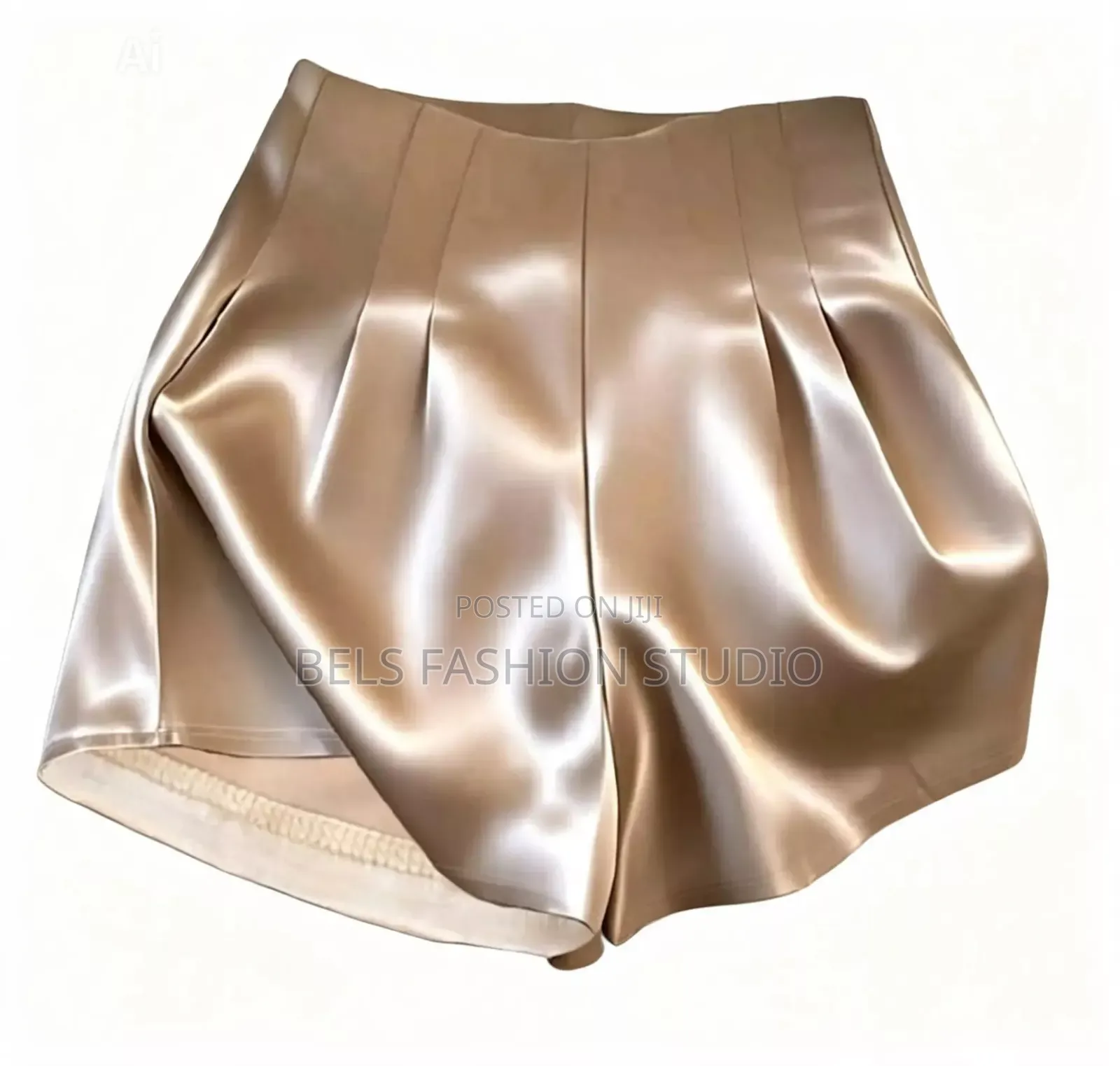 Luxury High-Waisted Satin Pleated Shorts