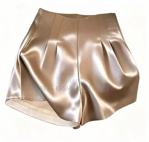 Luxury High-Waisted Satin Pleated Shorts