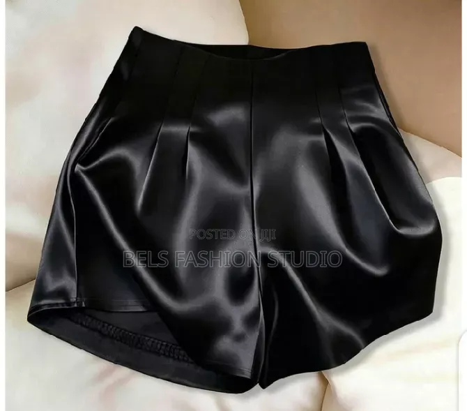 Luxury High-Waisted Satin Pleated Shorts