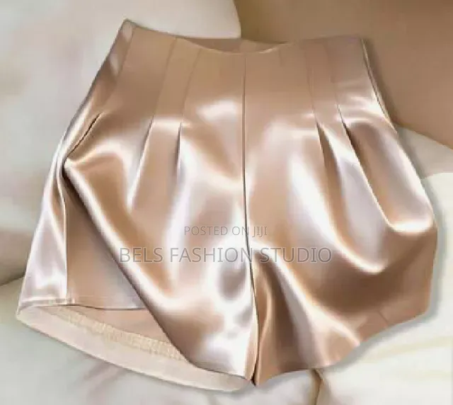 Luxury High-Waisted Satin Pleated Shorts