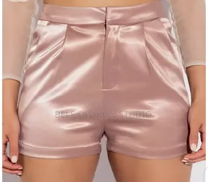 Luxury High-Waisted Satin Pleated Shorts