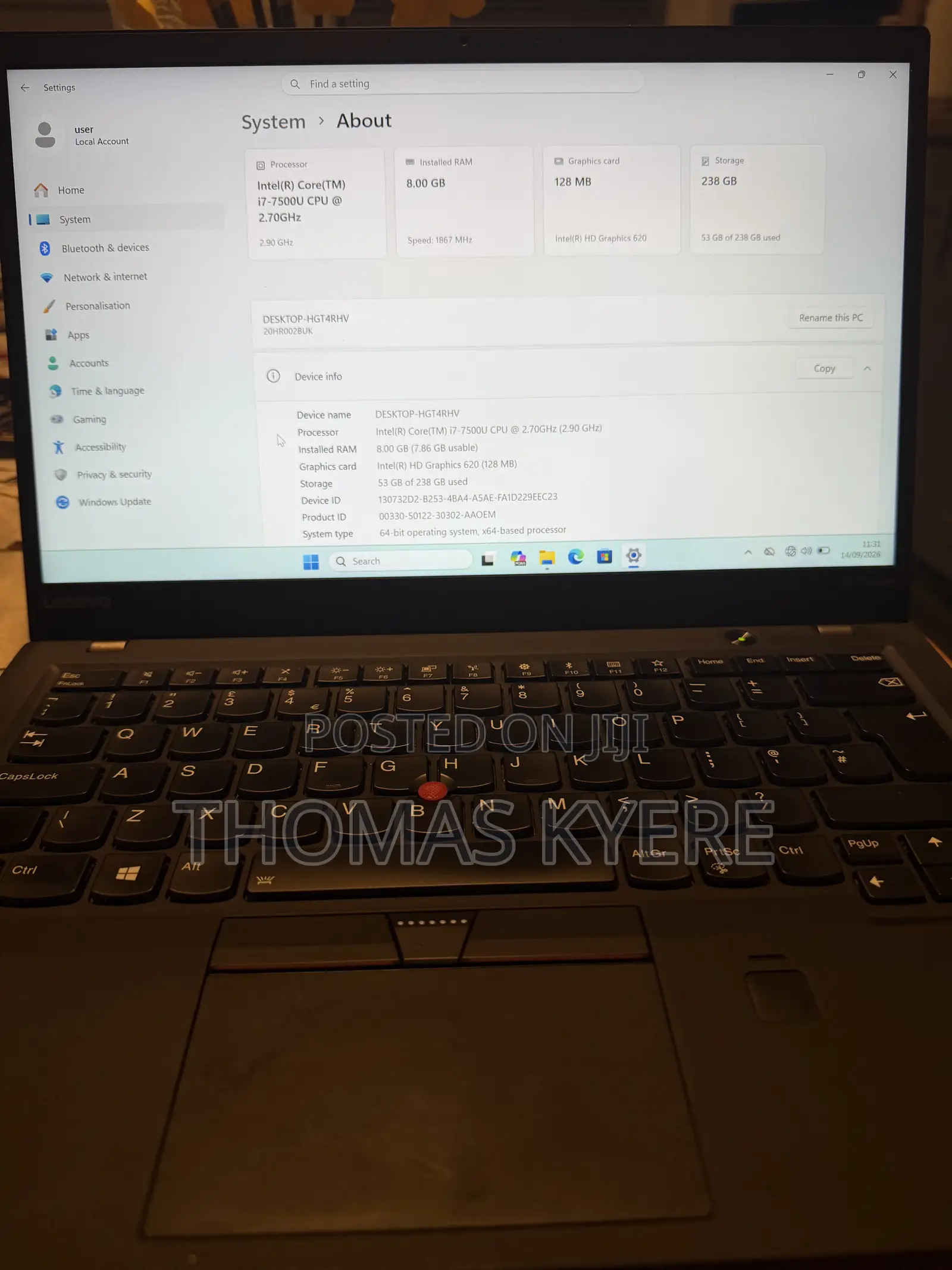 Laptop Lenovo ThinkPad X1 Carbon 8GB Intel Core i7 SSD 256GB