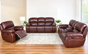 Luxury Brown Leather Recliner Sofa