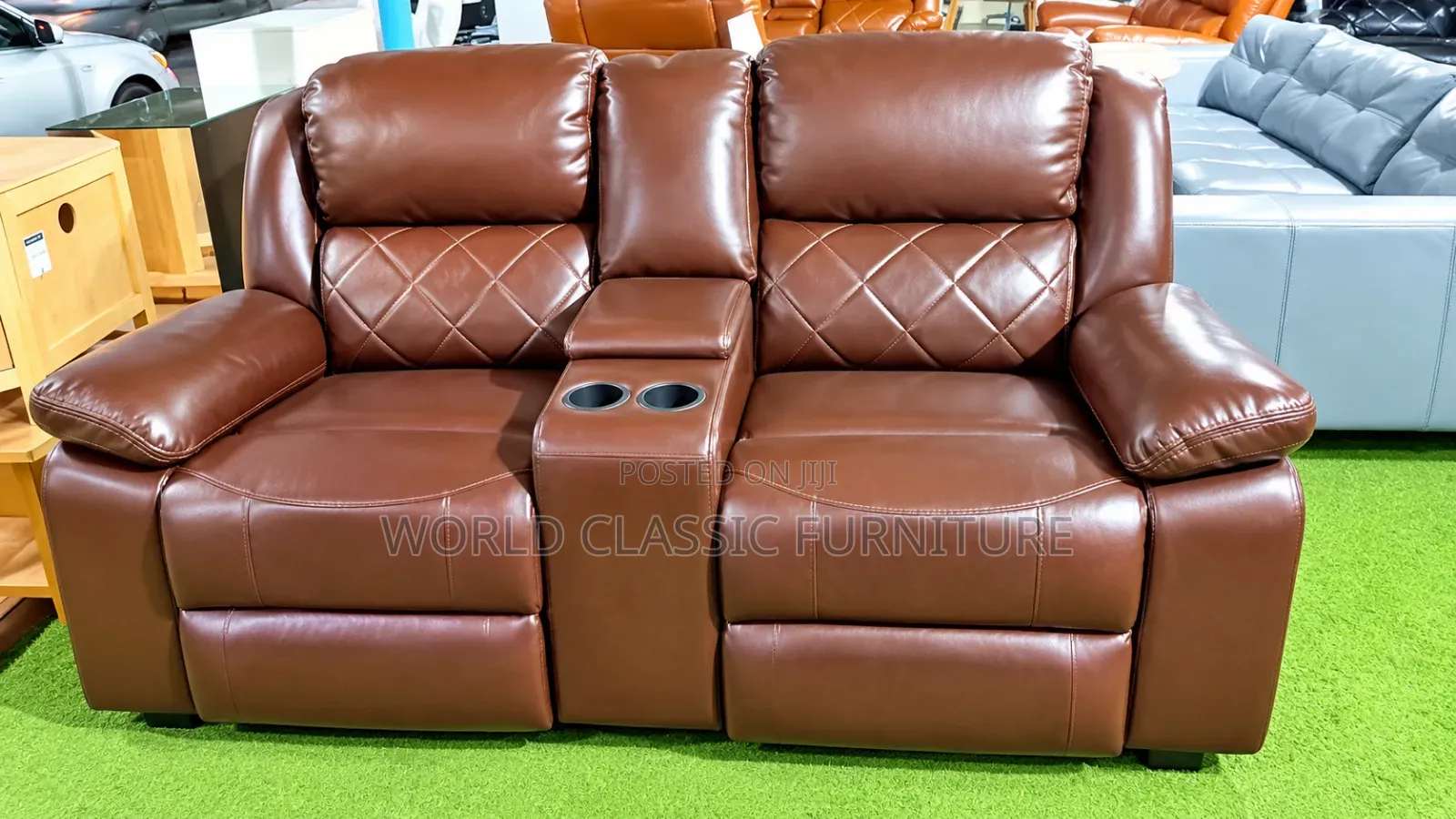 Luxury Brown Leather Recliner Sofa