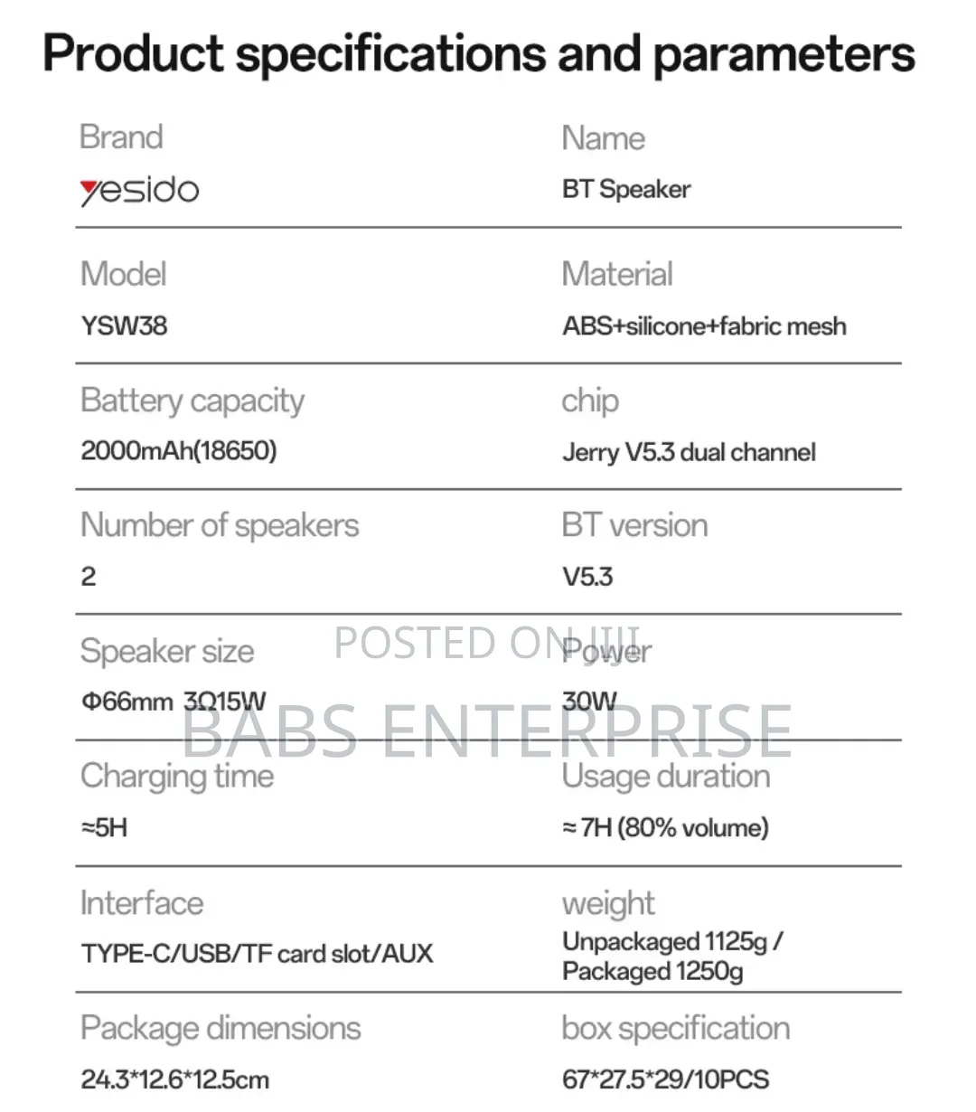 Yesido YSW38 30W Wireless RGB Bluetooth Speaker
