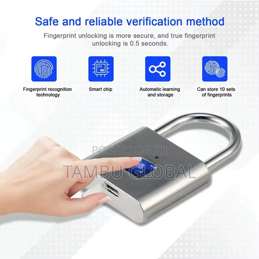 KERUI Smart Fingerprint Padlock – USB-C Rechargeable, Keyless