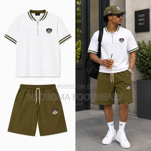 Men’s Cotton Blend 2-Piece T-Shirt Shorts Set – Ready Stock