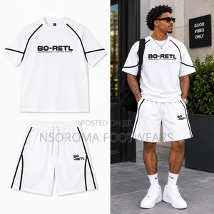 Men’s Cotton Blend 2-Piece T-Shirt Shorts Set – Ready Stock