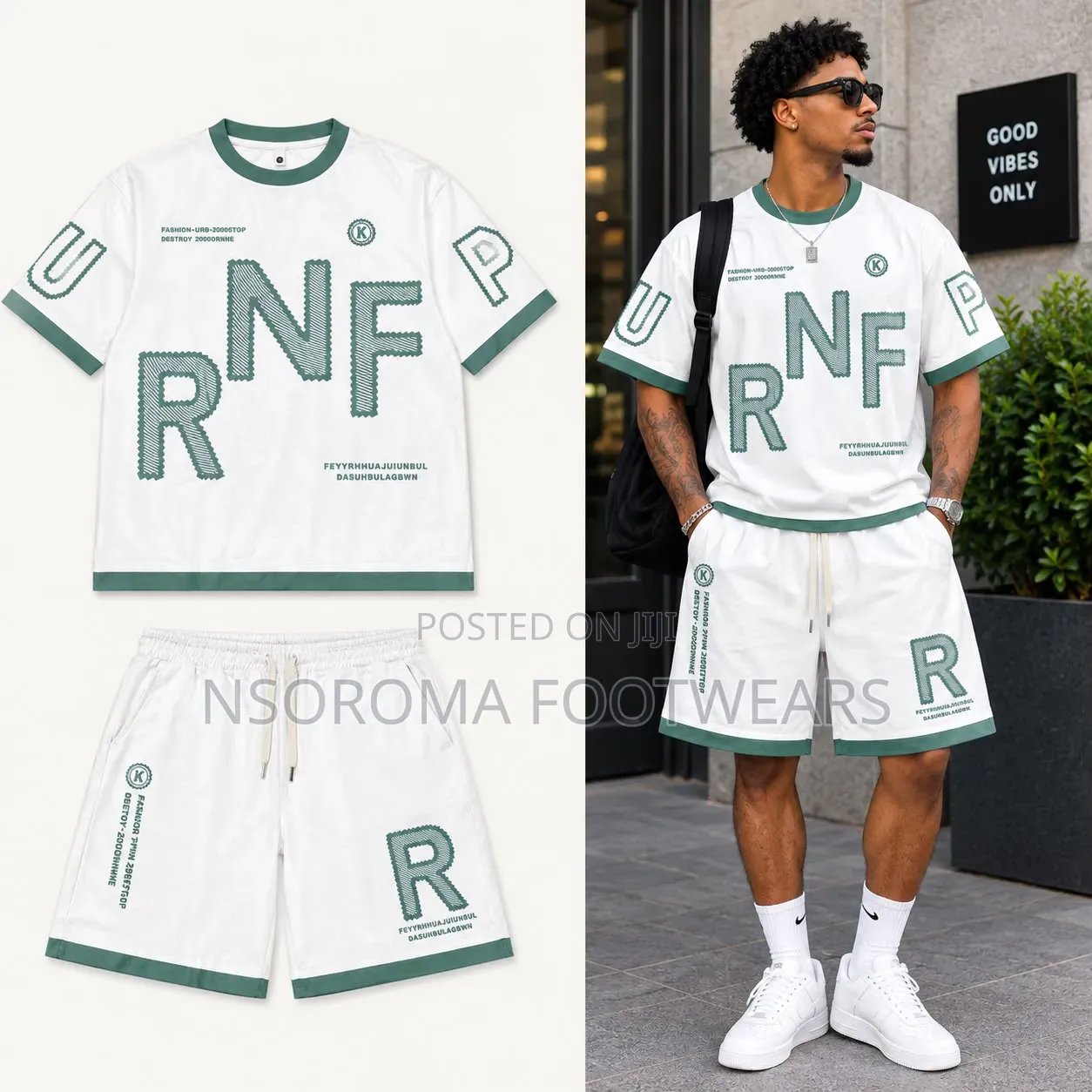 Men’s Cotton Blend 2-Piece T-Shirt Shorts Set – Ready Stock