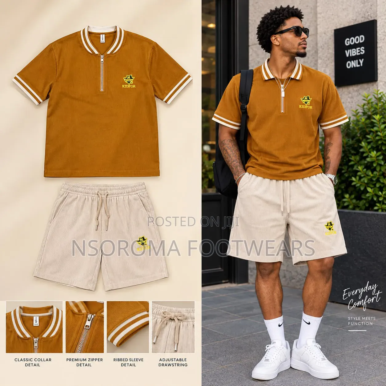 Men’s Cotton Blend 2-Piece T-Shirt Shorts Set – Ready Stock