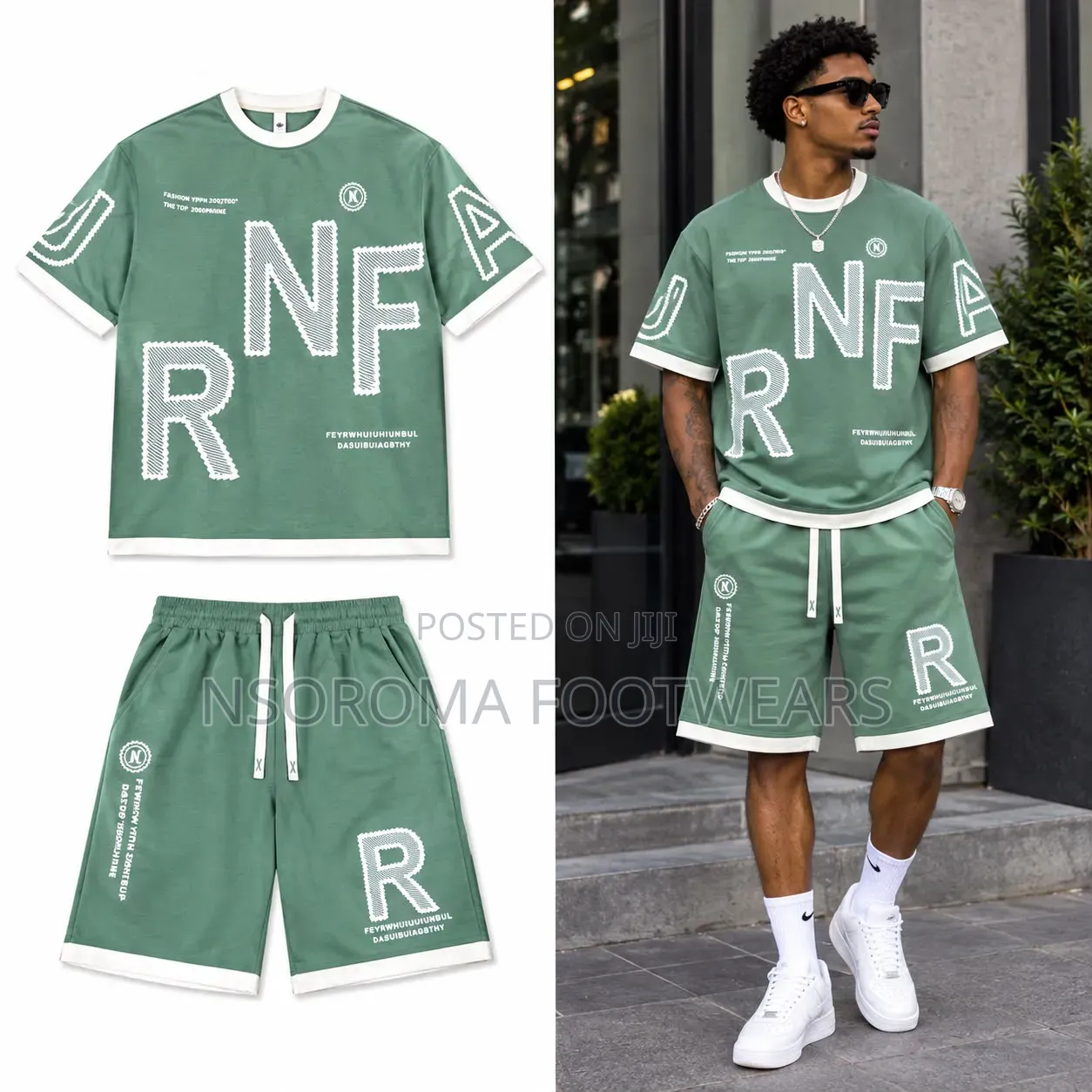 Men’s Cotton Blend 2-Piece T-Shirt Shorts Set – Ready Stock