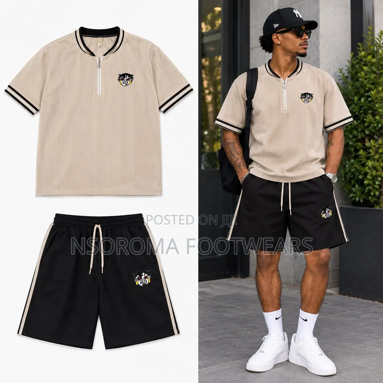 Men’s Cotton Blend 2-Piece T-Shirt Shorts Set – Ready Stock