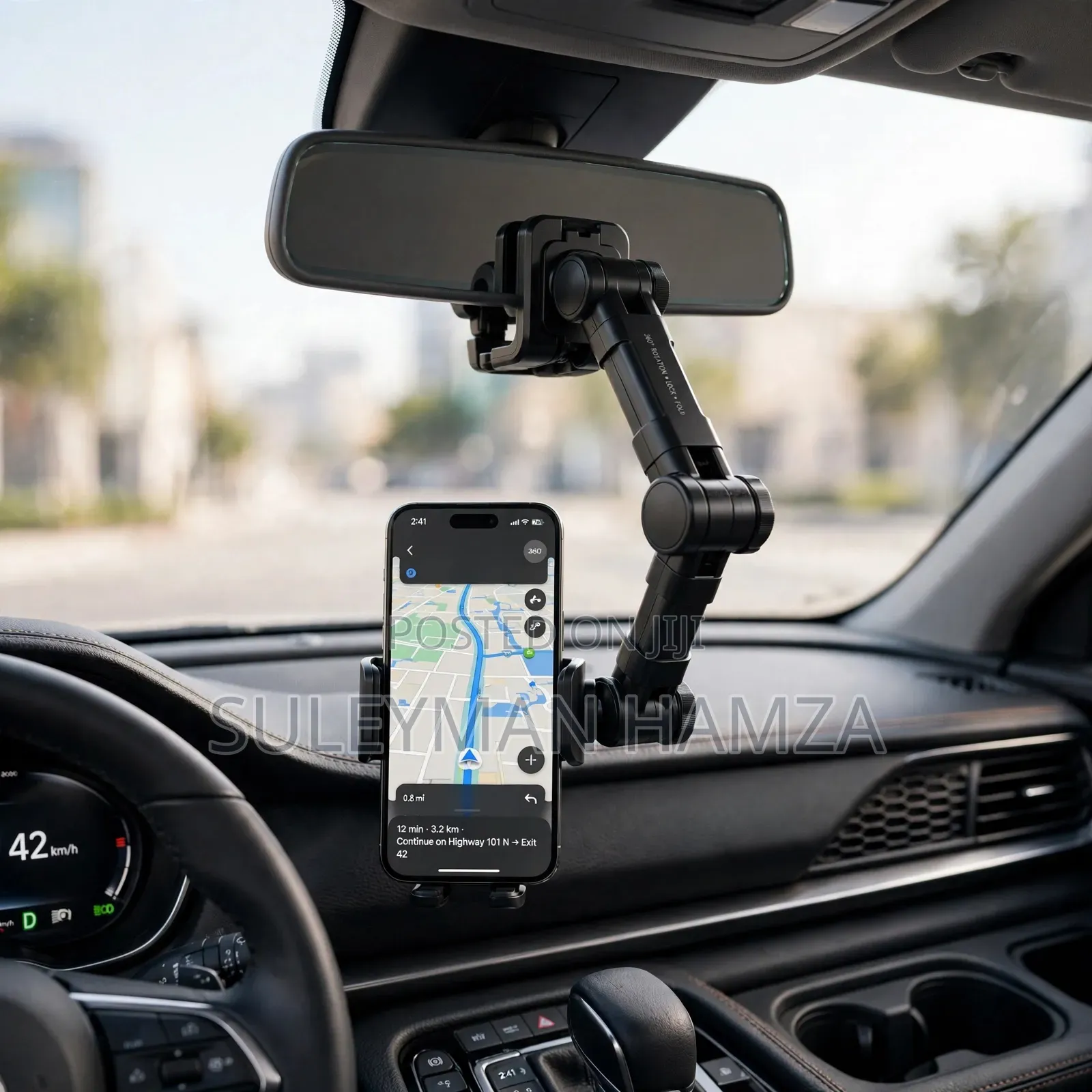 360° Car Rearview Mirror Phone Holder - Anti-Shake