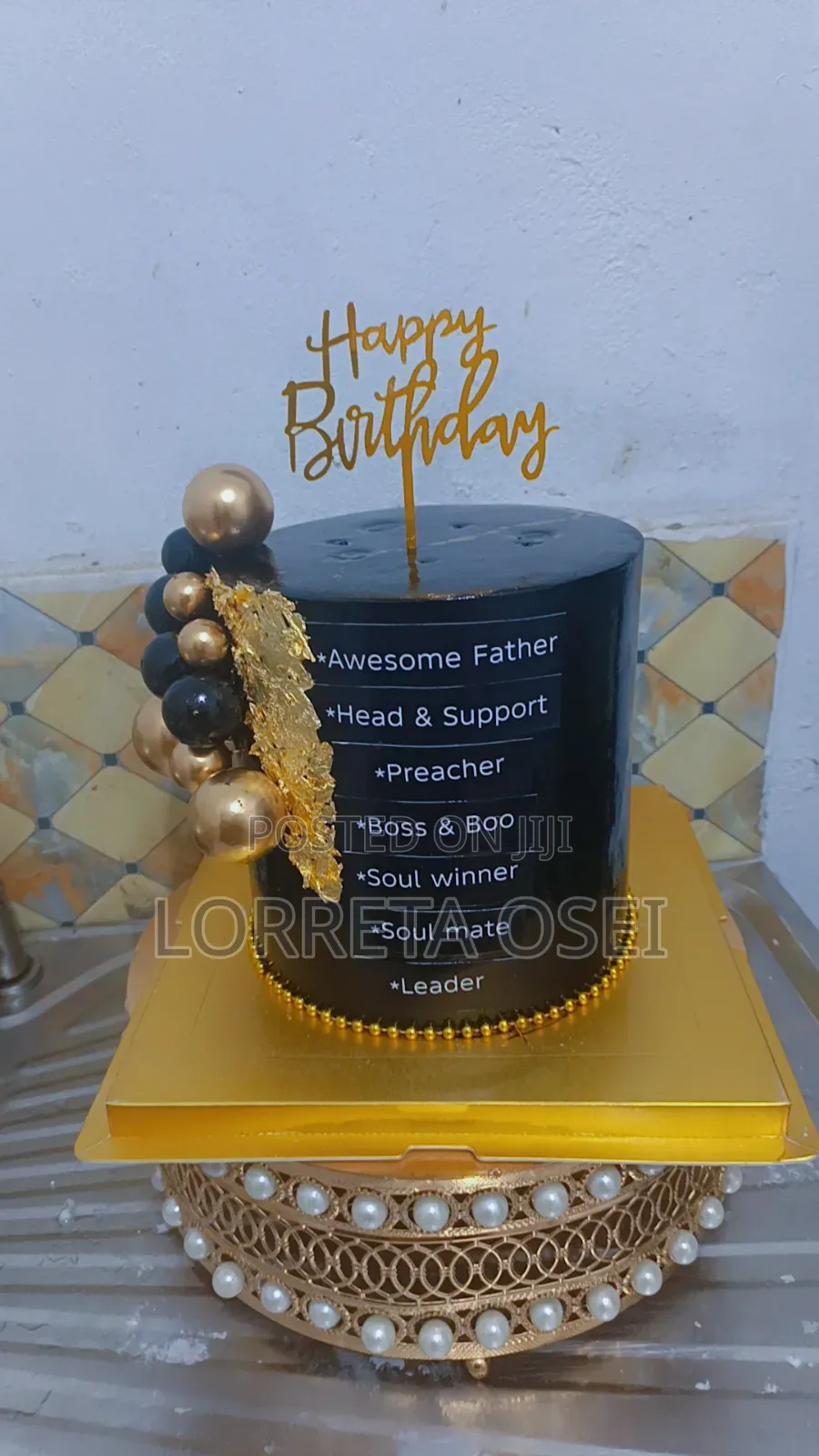 Black and Gold Birthday Cake