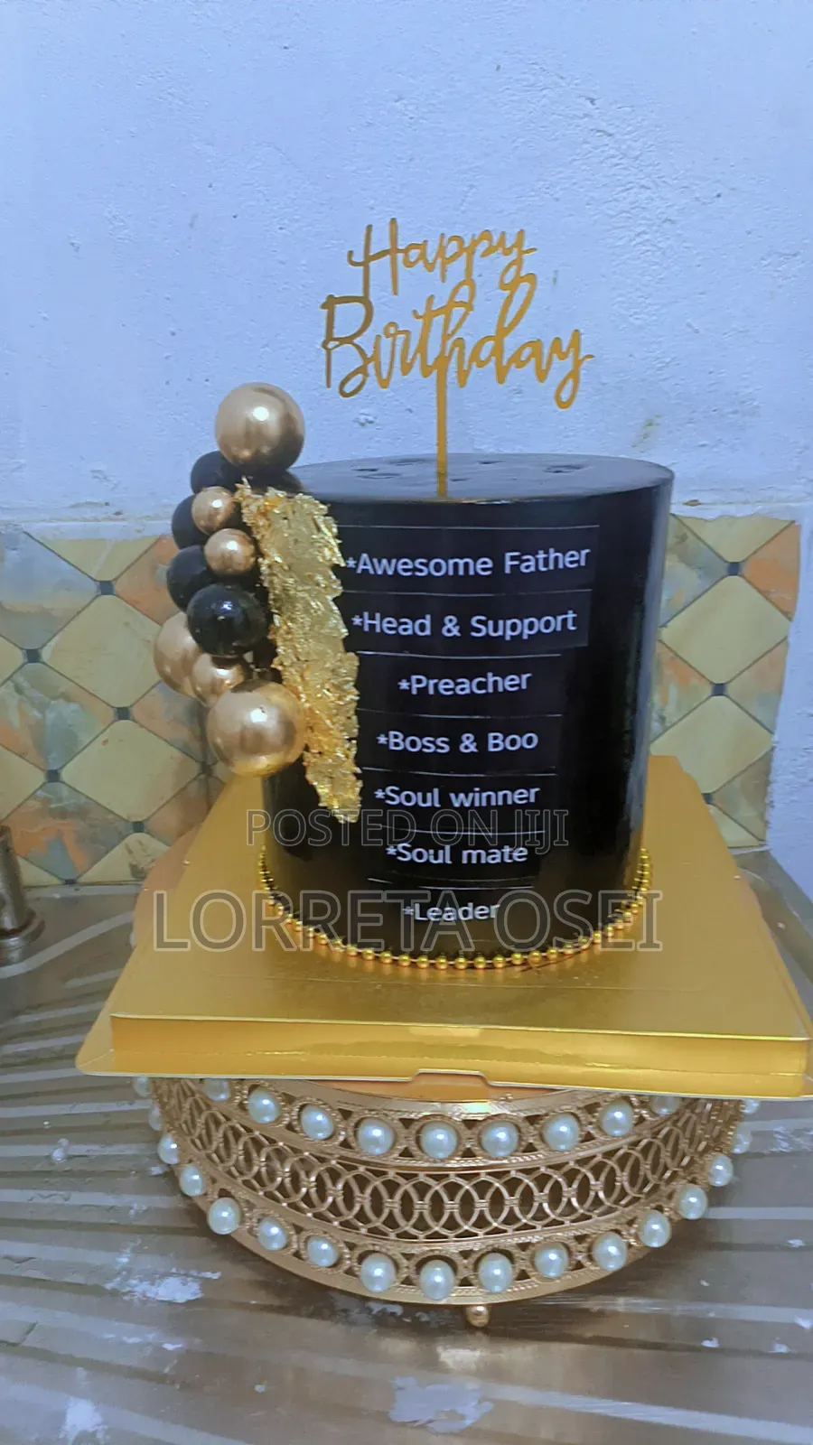 Black and Gold Birthday Cake