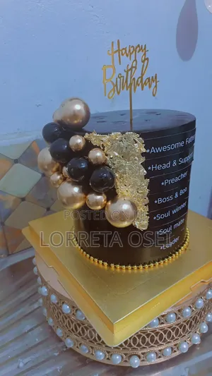 Black and Gold Birthday Cake