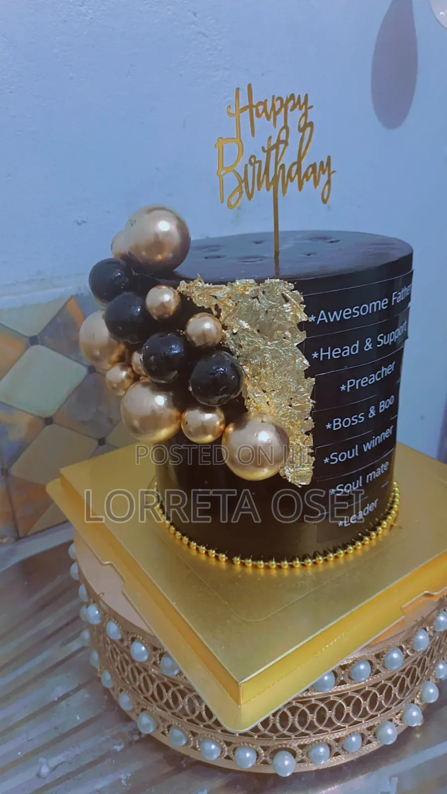 Black and Gold Birthday Cake