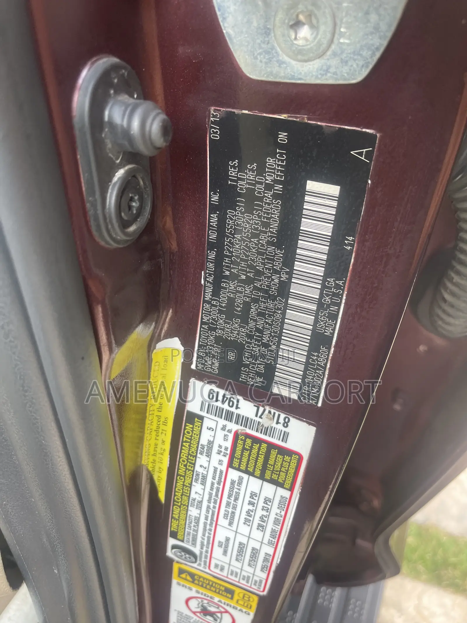 Toyota Sequoia Limited 4dr SUV (5.7L 8cyl 6A) 2013 Red