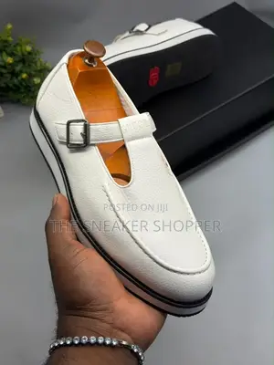 All White T-Strap Monk Loafer