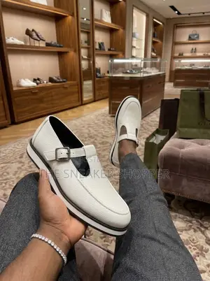 All White T-Strap Monk Loafer