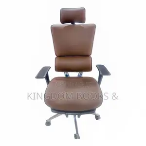 Executive Ergonomic Swivel Office Chair With Footrest - Full Leather